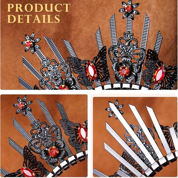 Sunburst Halo Crown Red Black Women\'s Costume Accessory Renaissance Halloween